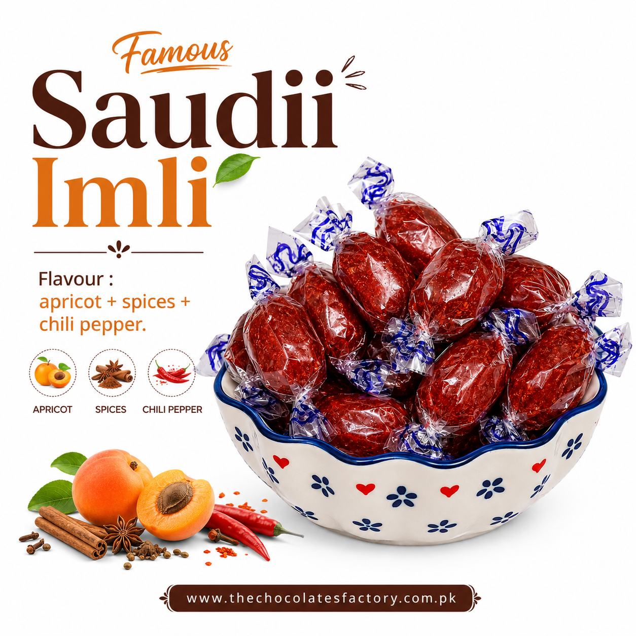 FAMOUS SAUDI IMLI CANDY, APRICOT-SPICES-CHILI PEPPER FLAVOUR