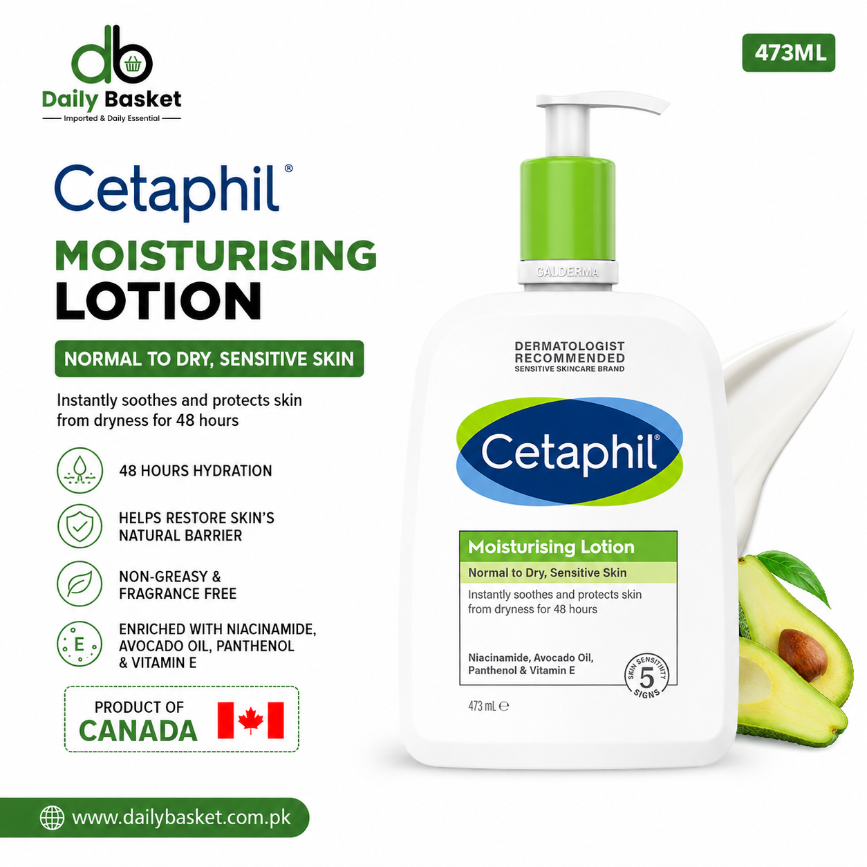 CETAPHIL MOISTURISING LOTION DRY SENSITIVE SKIN 473 ML