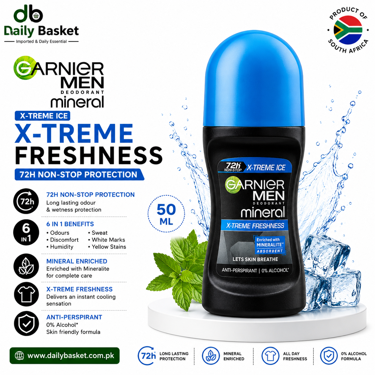 Garnier Mineral Mens Roll On X Treme Ice - 50ml