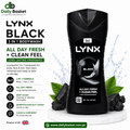 Lynx Black 3-in-1 Body Wash Body Cleanser shower gel with a frozen pear & cedarwood scent for an all day fresh & clean feel 225 ml