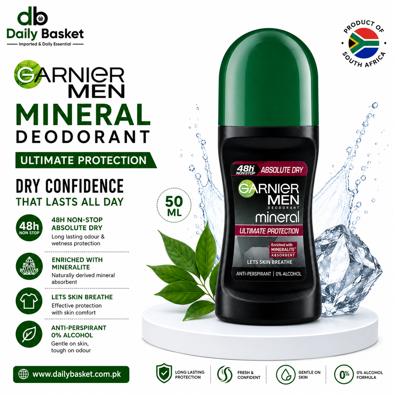 Garnier Men Mineral Absolute Dry Ultimate Protection Roll ON 50ML