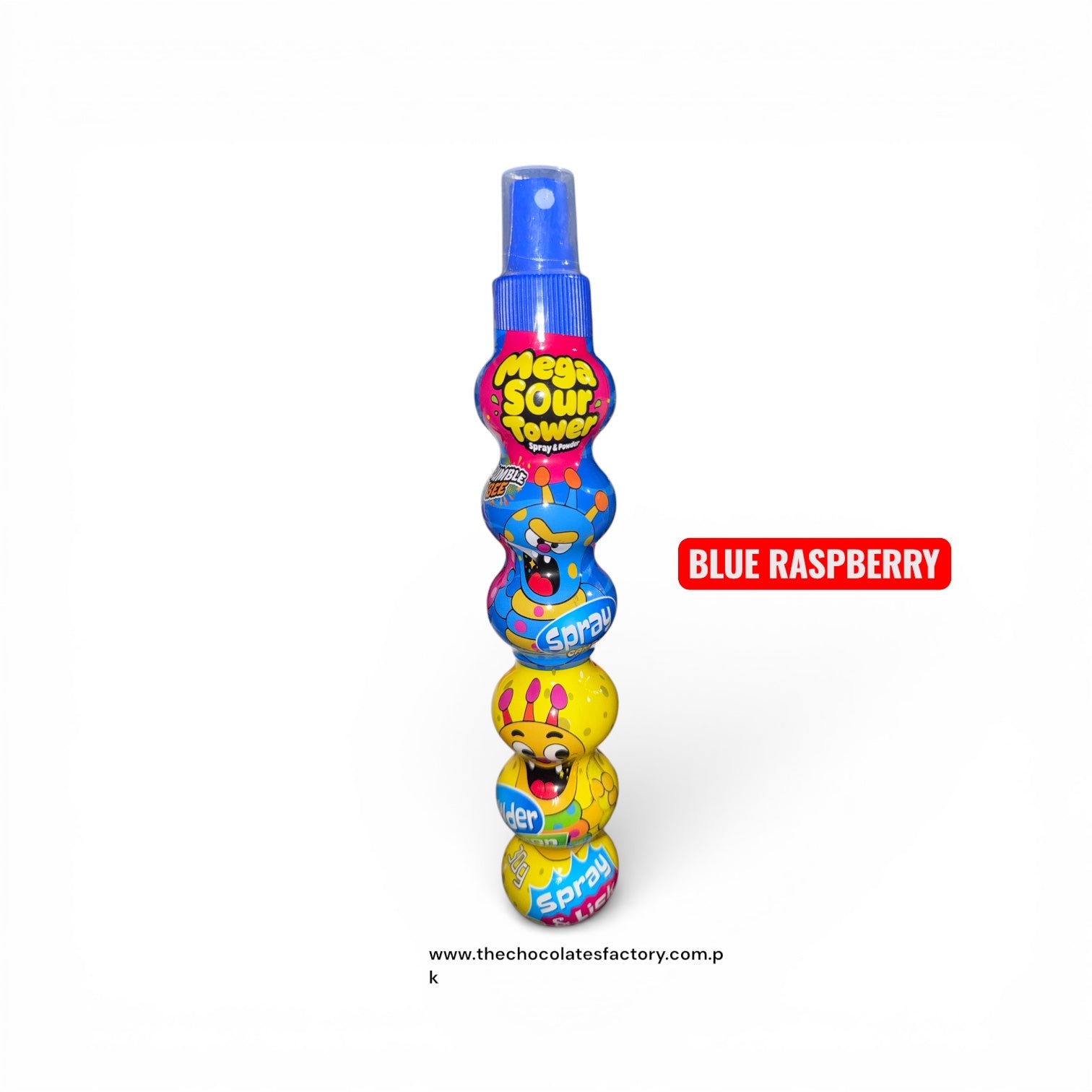 BUMBLE BEE MEGA SOUR TOWER SPRAY & POWDER 80G - Blue Raspberry Flavour