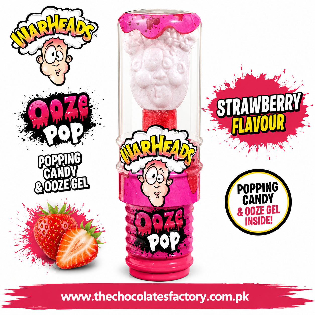 Warheads Sour Ooze Pop 40g - Strawberry Flavour