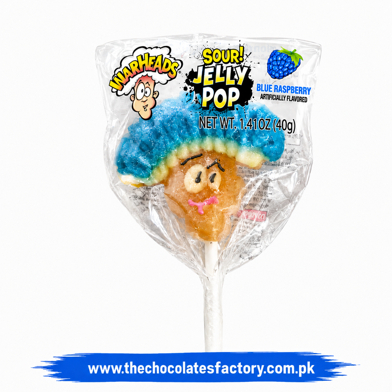 WARHEADS Sour Jelly Pop 40g - Blue Raspberry Flavour