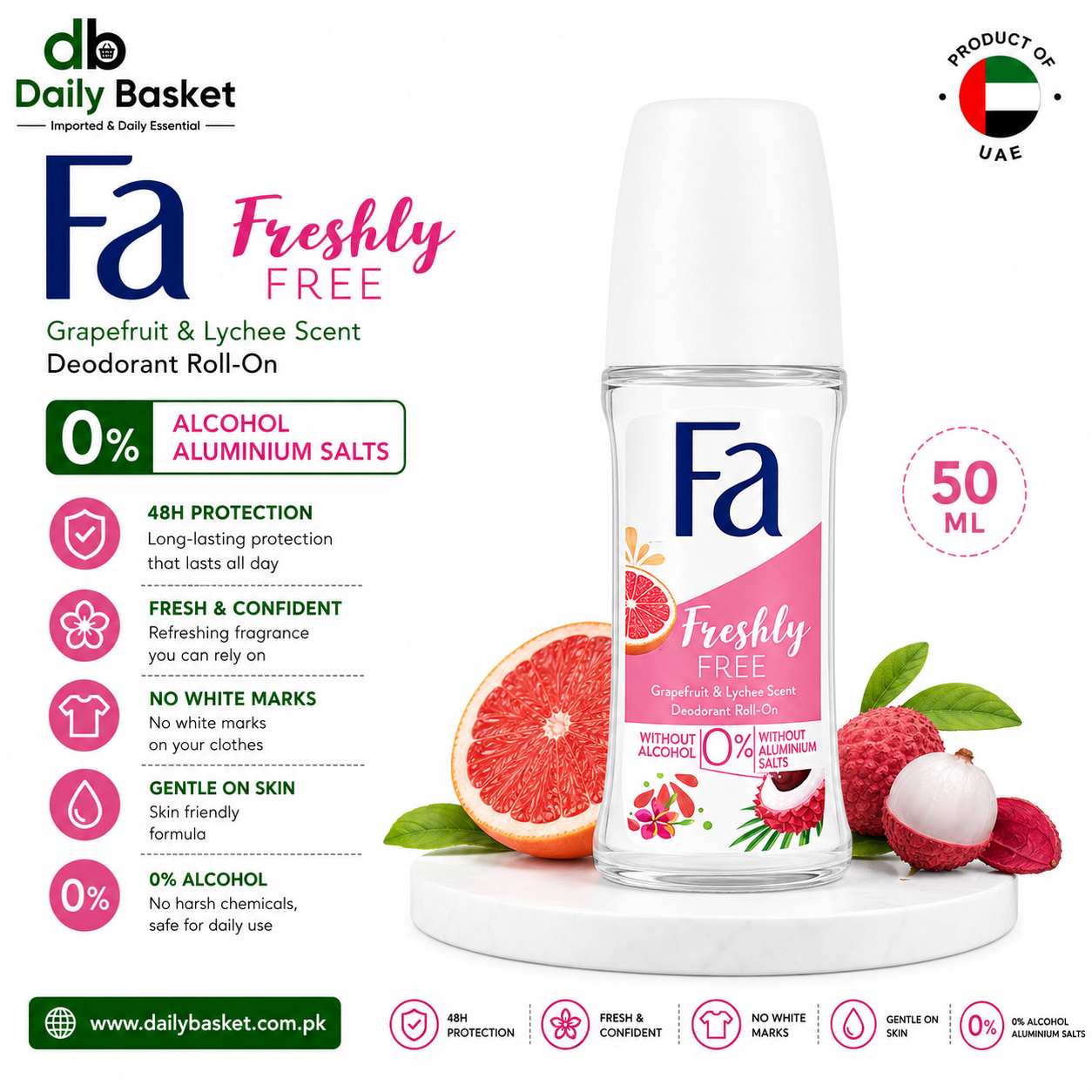 FA ROLL ON 50ML FRESHLY FREE CUCUMBER & MELON 50ml