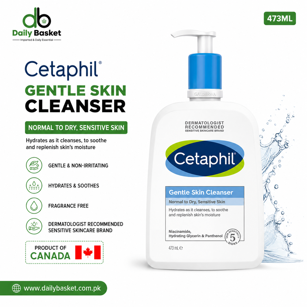 CETAPHIL GENTLE SKIN CLEANSER NORMAL TO DRY 473 ML