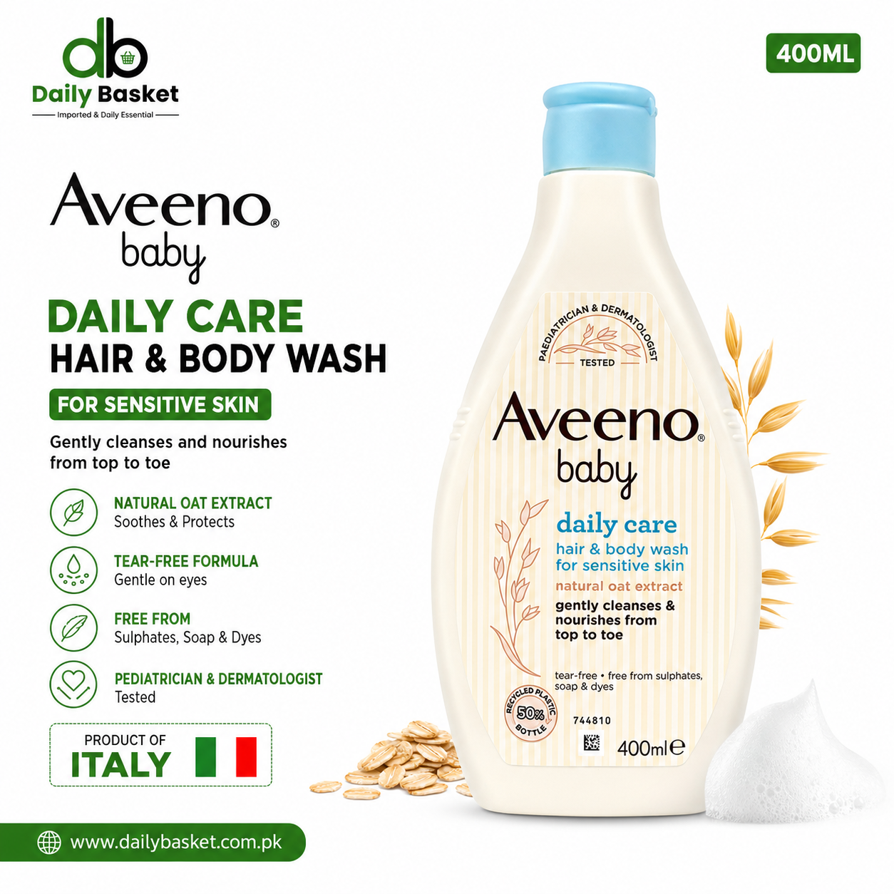 AVEENO BABY BODY WASH DAILY CARE SENSITIVE SKIN 400 ML