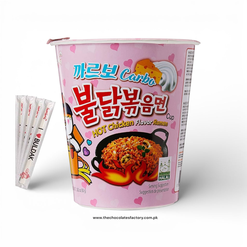 SAMYANG Carbonara Buldak Chicken Flavor Ramen Cup: Creamy Spice in Every Bite!