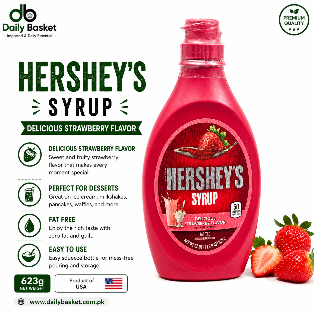 Hershey's Syrup Delicious Strawberry Flavor 623g