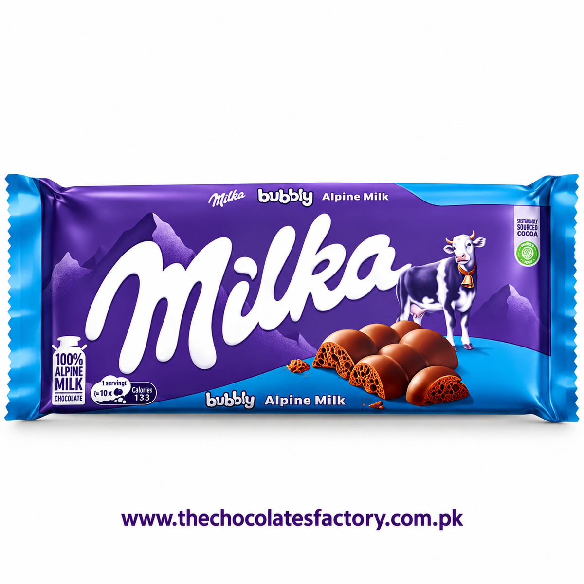 MILKA CHOCOLATE BUBBLY ALPINE MILK 90GM