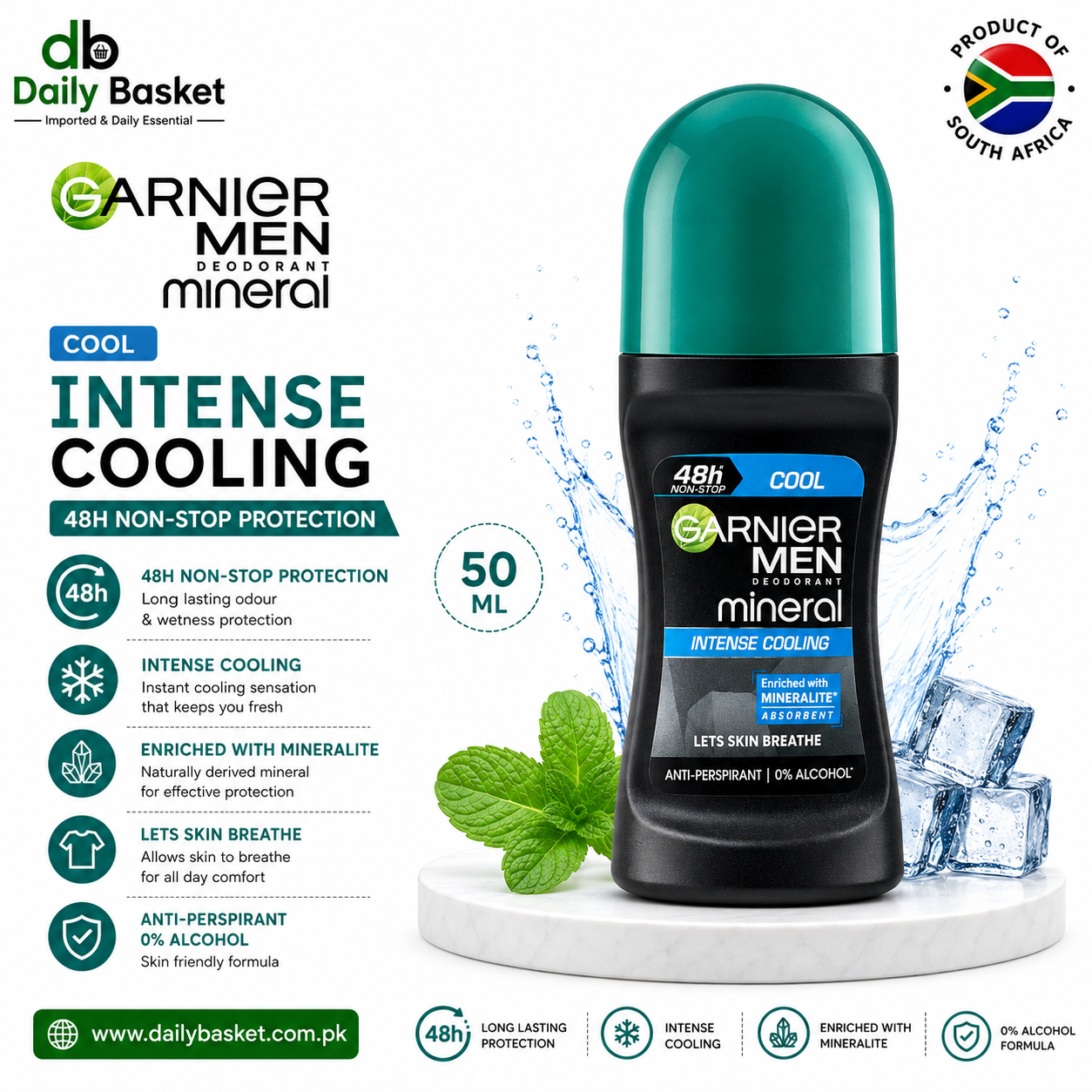 GARNIER MEN ROLL ON DEODORANT MINERAL COOL 50ml