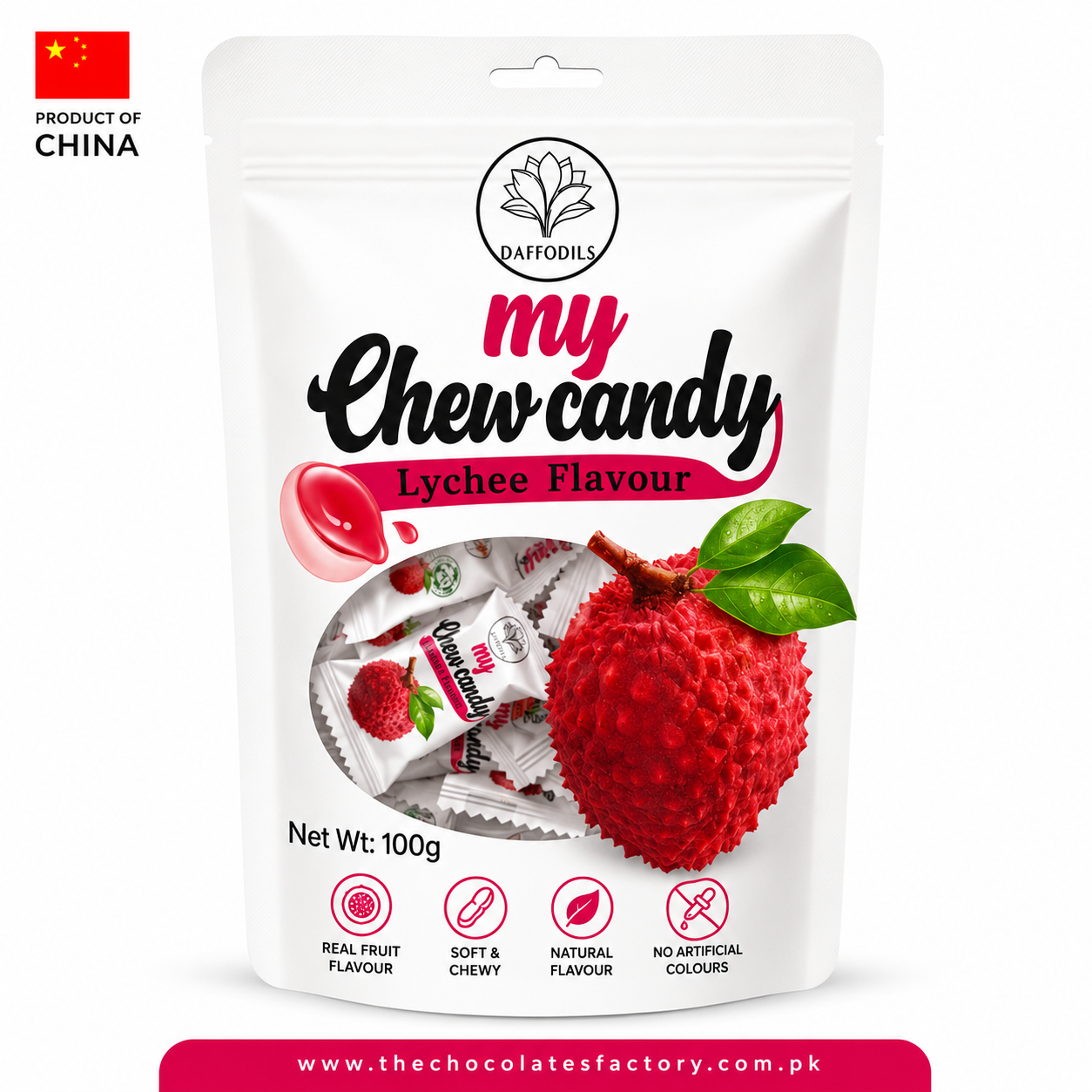 Daffodils My Chew Candy Lychee Flavour 100g