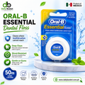 Oral-B Essential Floss, Unwaxed Shred-Resistant Dental Floss 50M, 1 Count