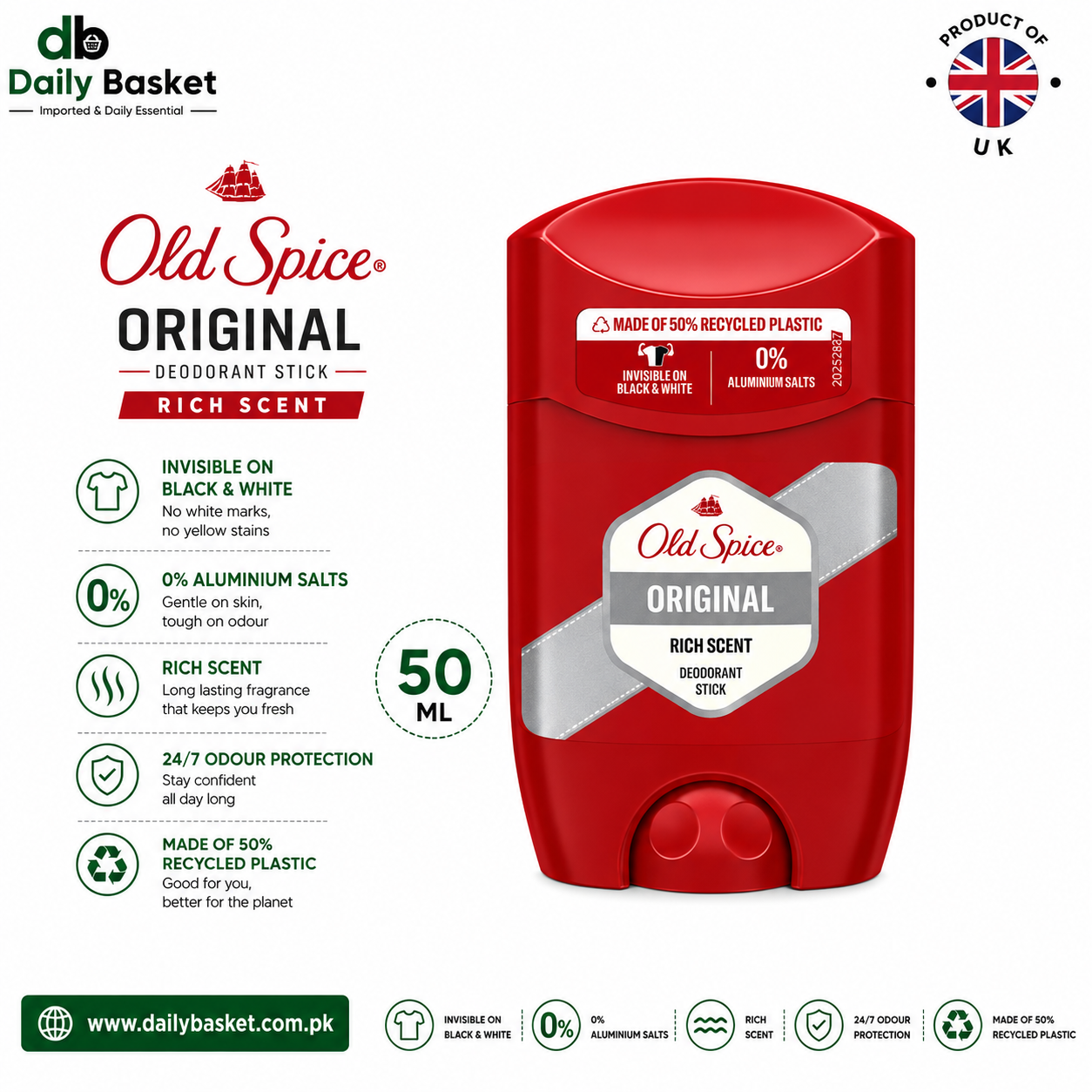 Old Spice Original Deodorant Stick 50ml