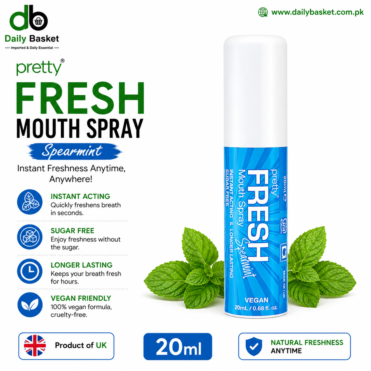 Pretty Fresh Mouth Spray Spearmint 20ml