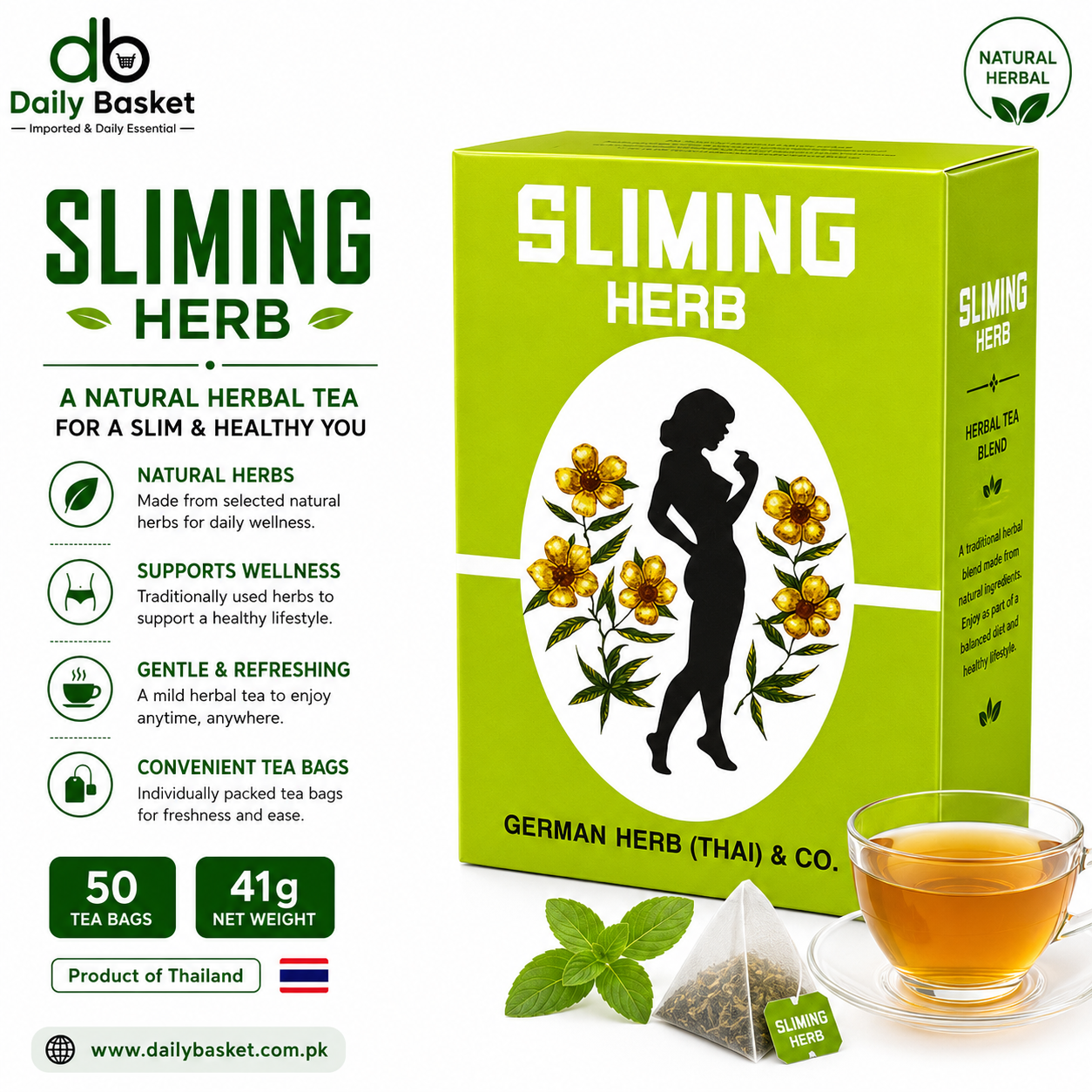 SLIMMING TEA HERB 50 BAGS 41 GM