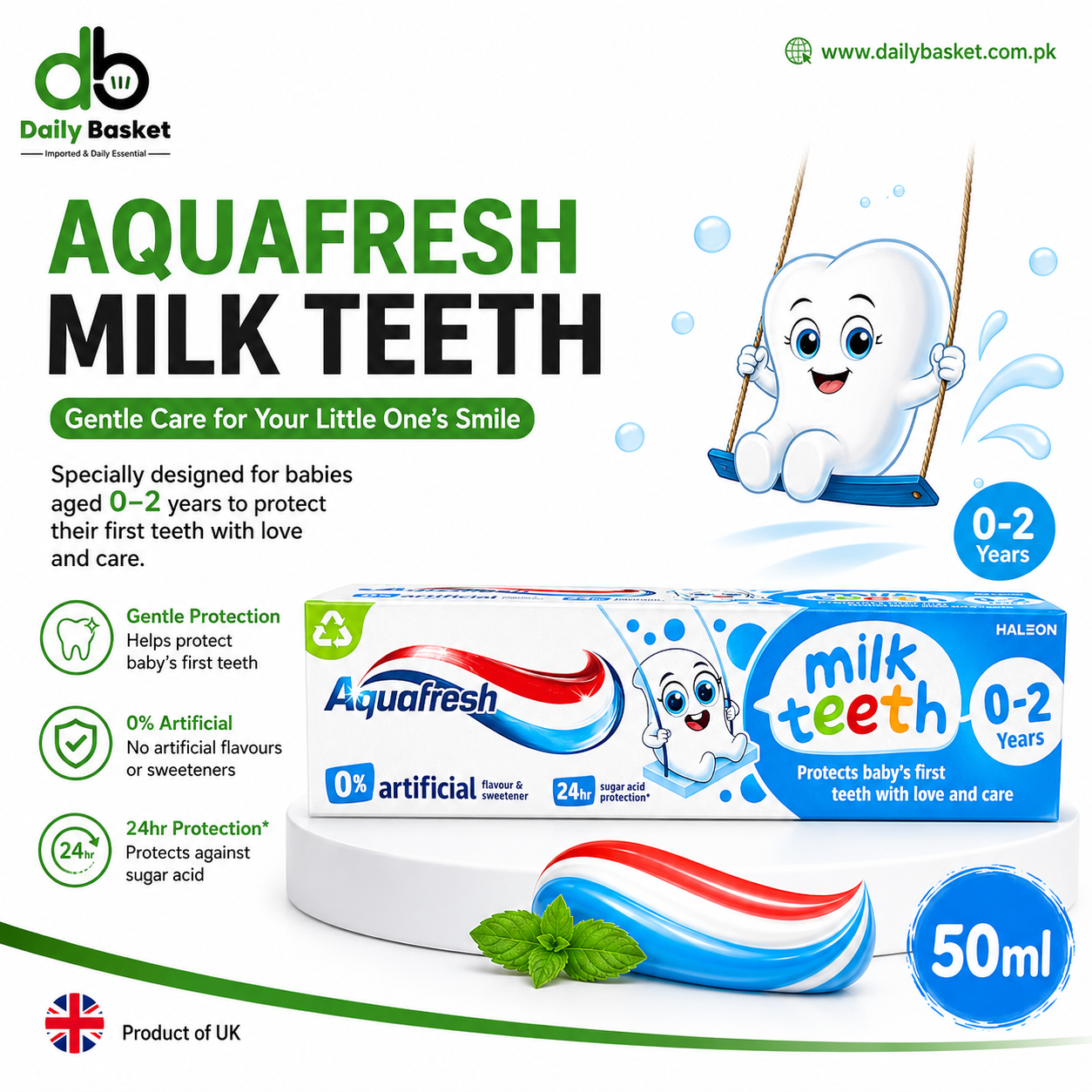 AQUAFRESH TOOTHPASTE KIDS MILK TEETH 0-2YEARS 50ML