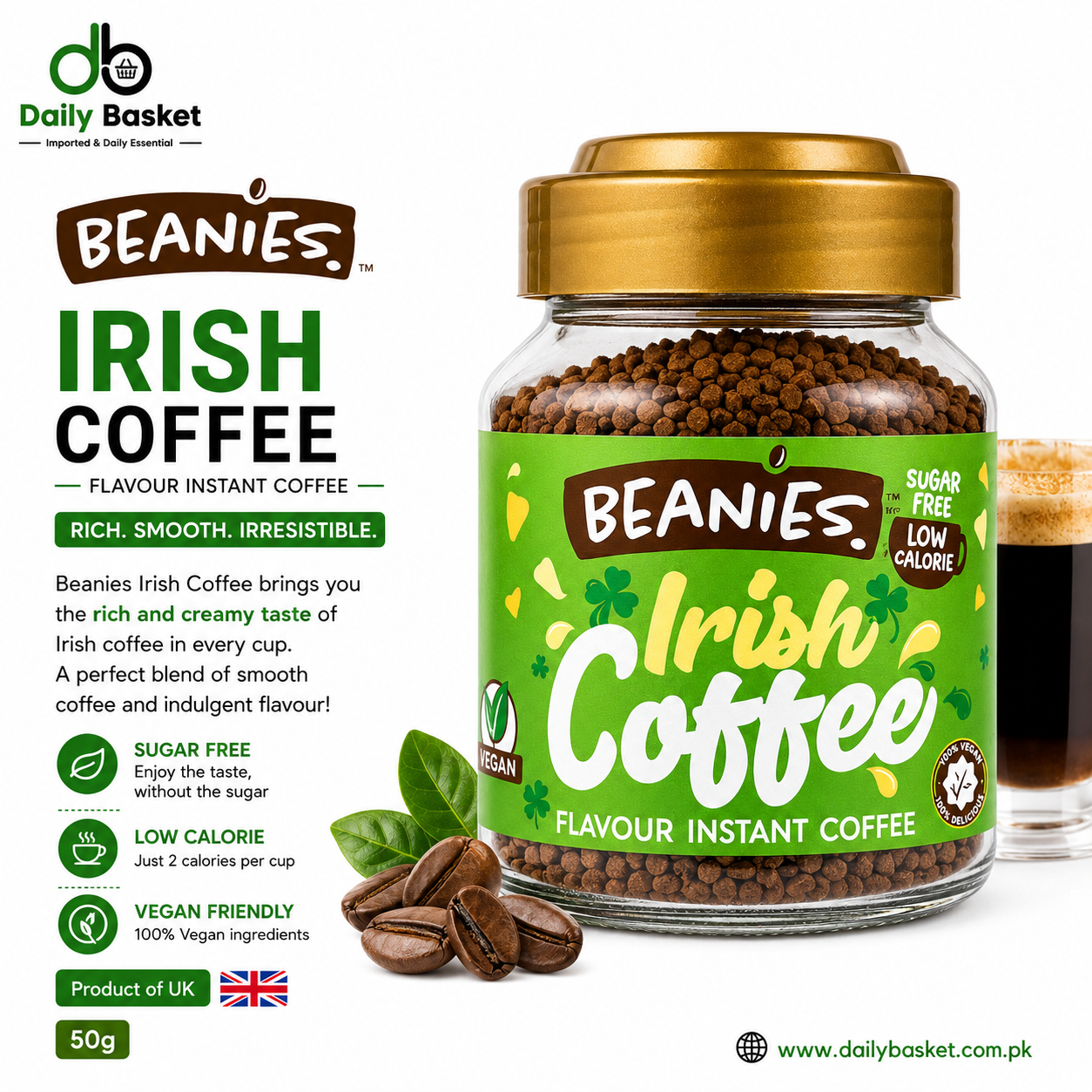 Beanies Irish Coffee Flavour Instant Coffee 50g