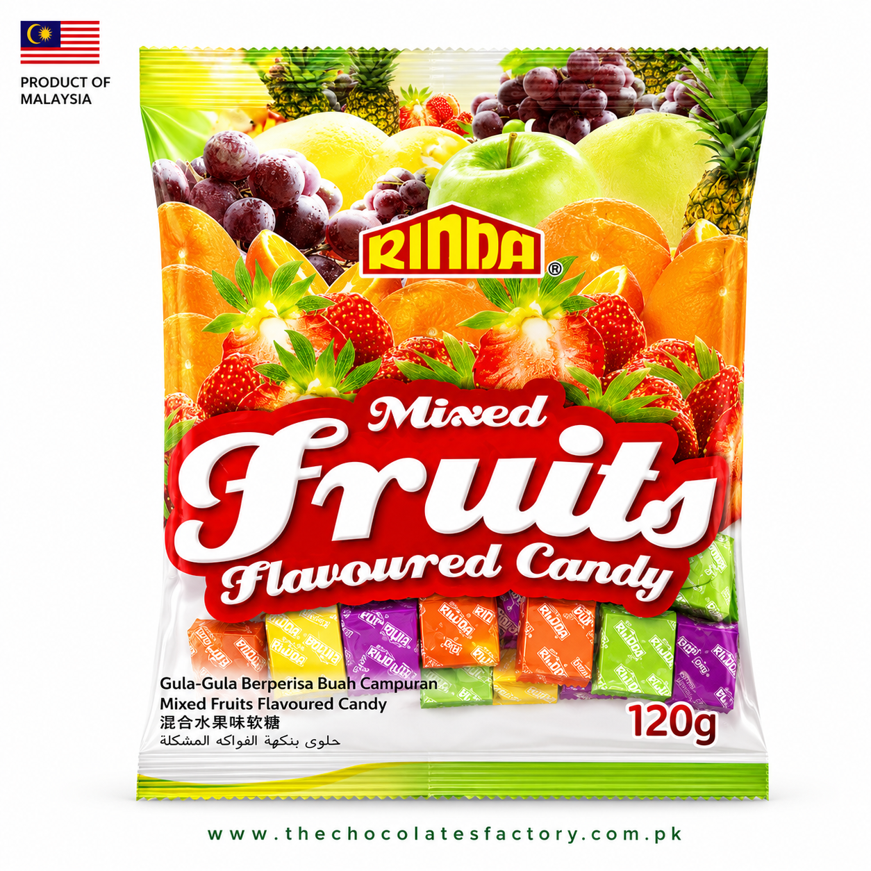 Rinda Square Mixed Fruits Flavoured 120g