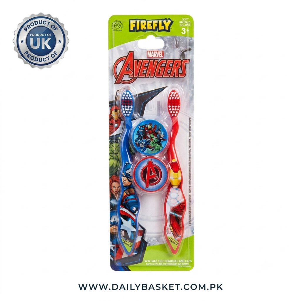 Marvel Avengers Firefly Kids’ Toothbrush with Protective Cap – 2 Pack