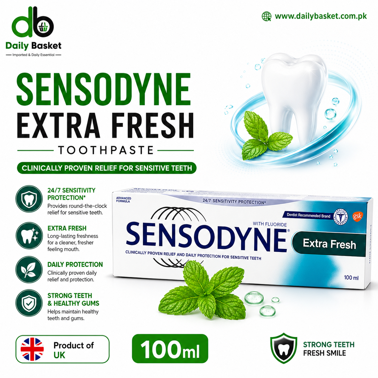 Sensodyne Extra Fresh Toothpaste With Fluoride 100 ml