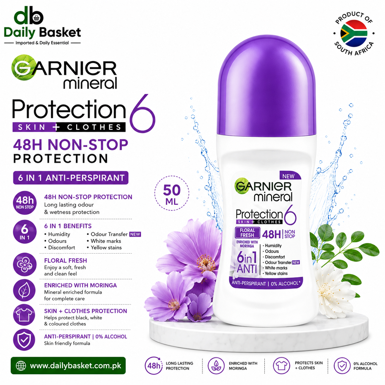 Mineral Ladies Roll On Protection 6 Floral Fresh 50ml