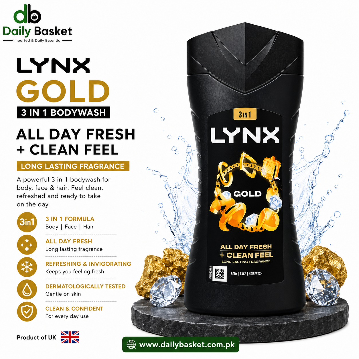Lynx Gold 3-in-1 Body Wash 225 ml 225ml