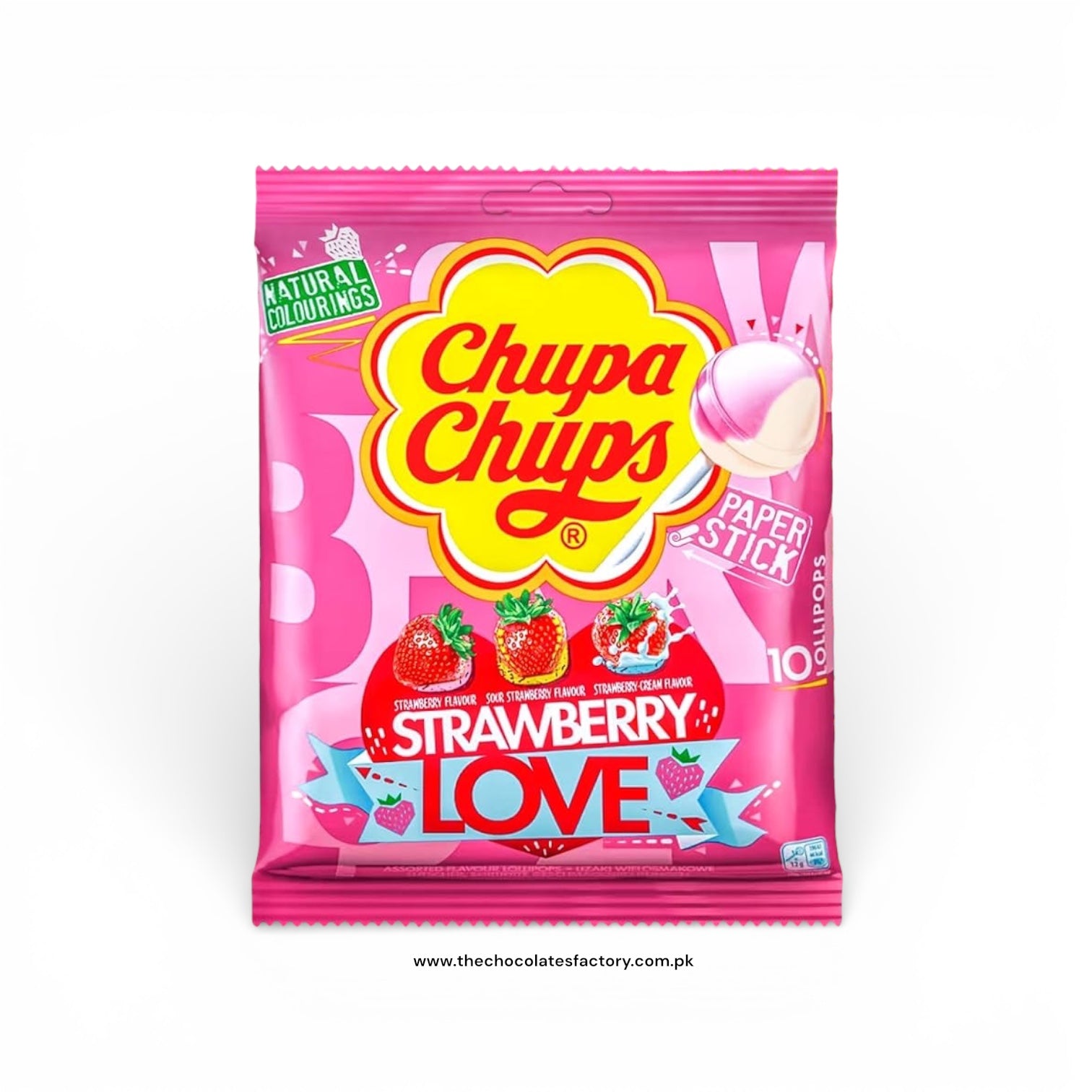 Chupa Chups Strawberry Love Flavor 10 Lollipops 120g
