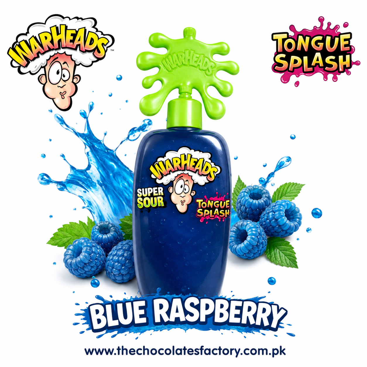 Warheads Super Sour Tongue Splash Gel Blue Raspberry 40g
