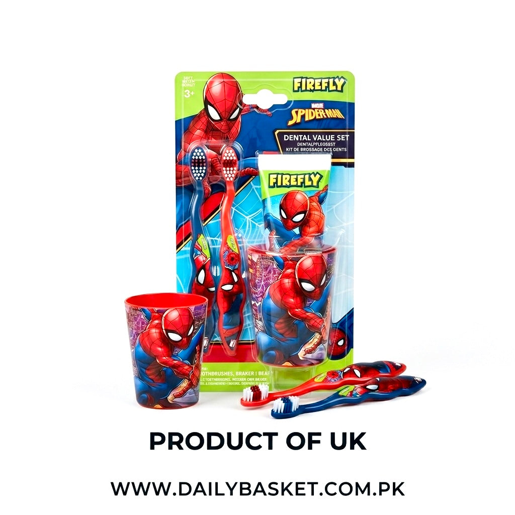 Firefly Spider-Man Dental Care Kids for Children with 2 Brushes Beaker & Toothpaste