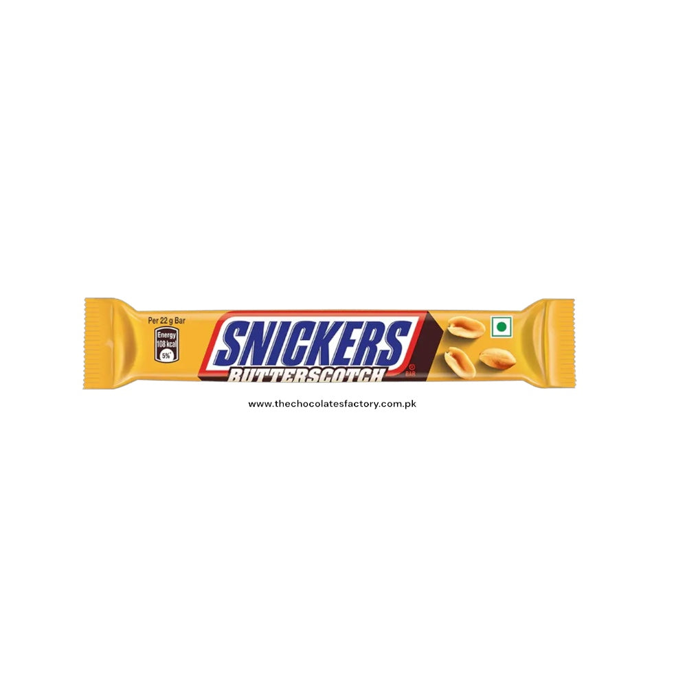 Snickers Butterscotch Flavour Chocolate Bar, Loaded with Caramel & Nougat, 22g