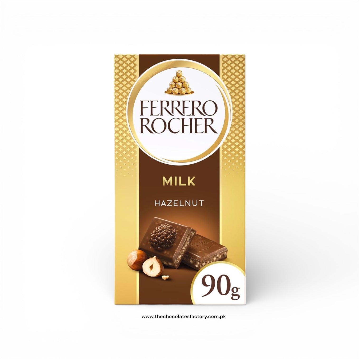 Ferrero Rocher Milk Chocolate with Crunchy Whole Hazelnut and Cocoa Filling, (90g)