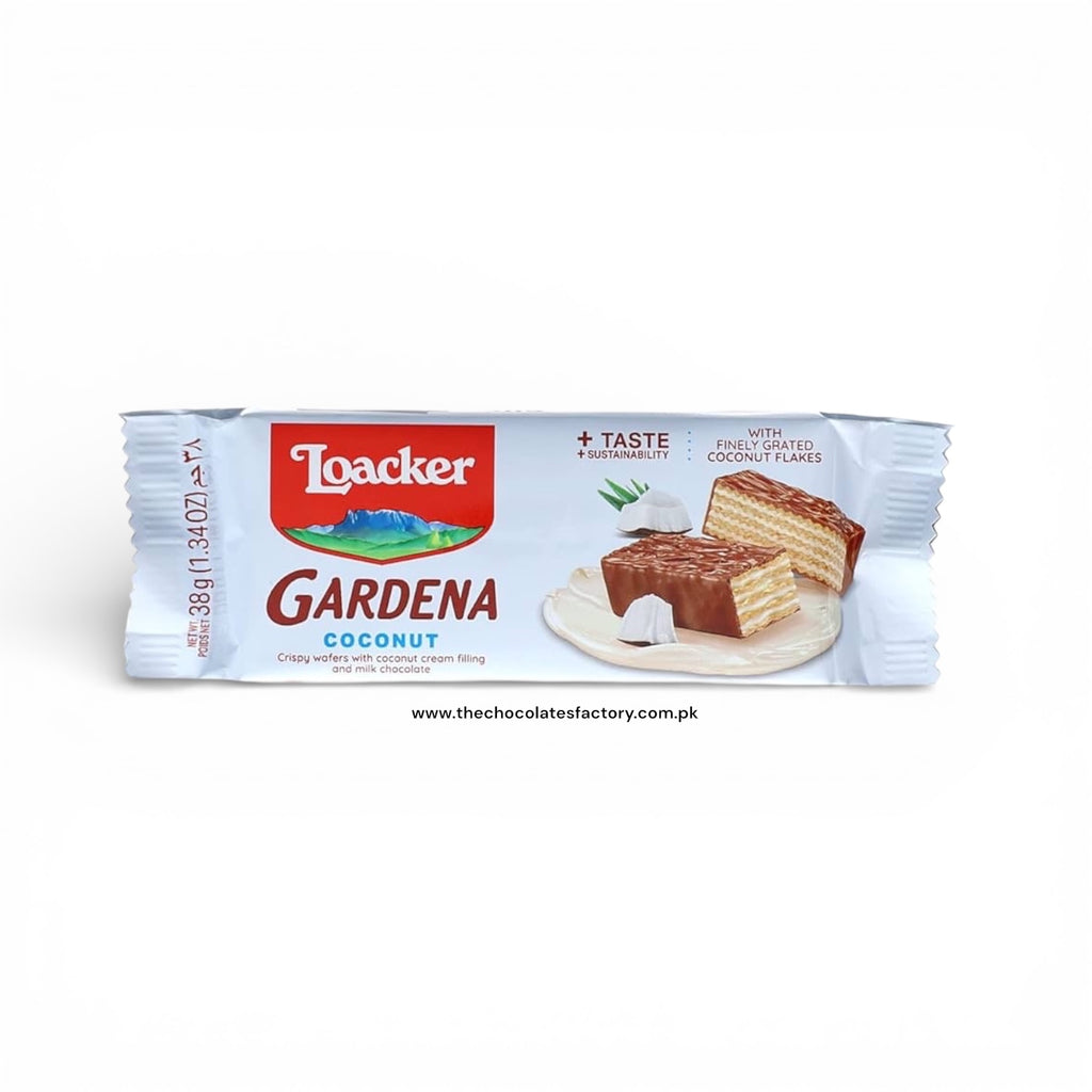 Loacker Gardena Coconut - Premium Milk Chocolate Covered Crispy Wafer Snack Bars with Coconut Cream Filling - 38g