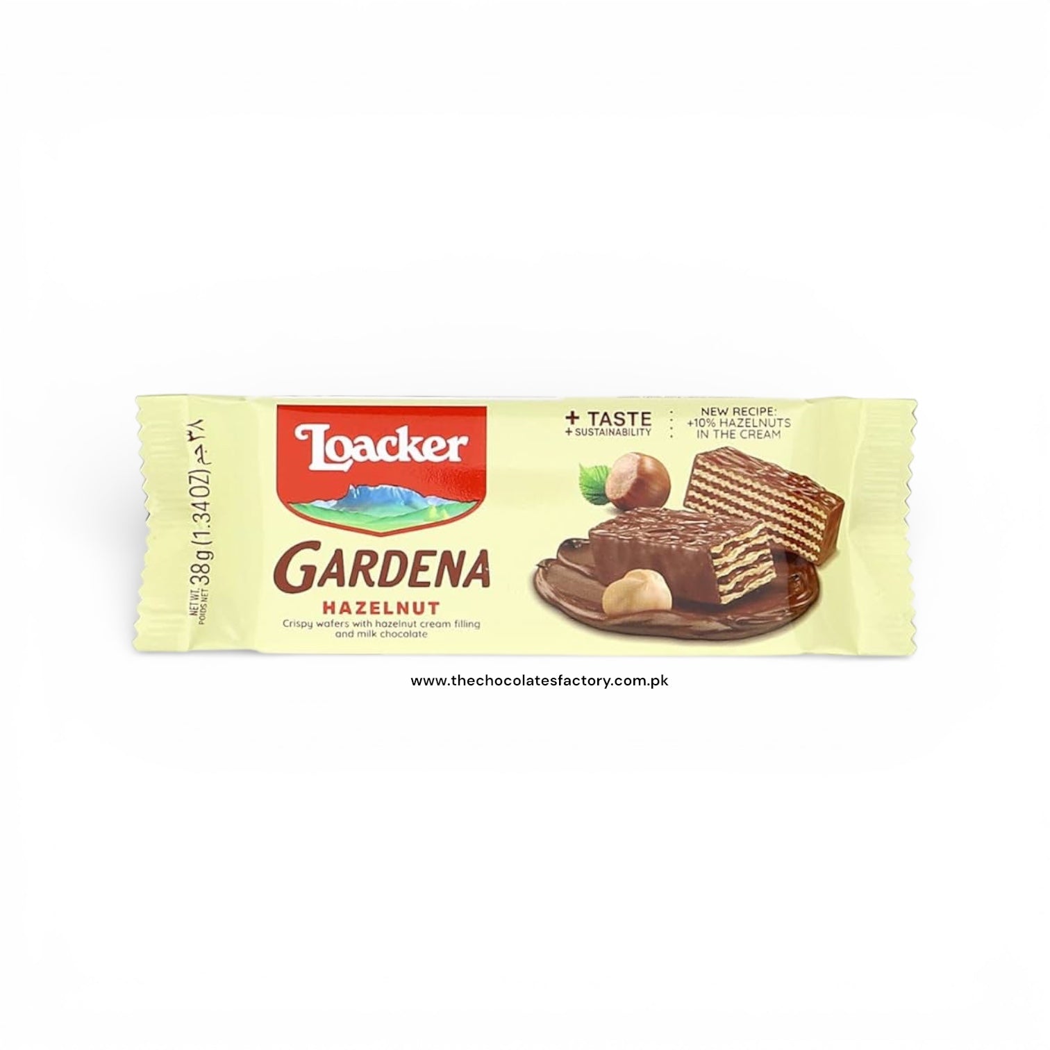 Loacker Gardena Hazelnut - Premium Milk Chocolate Covered Crispy Wafer Snack Bars with Hazelnut Cream Filling - 38g