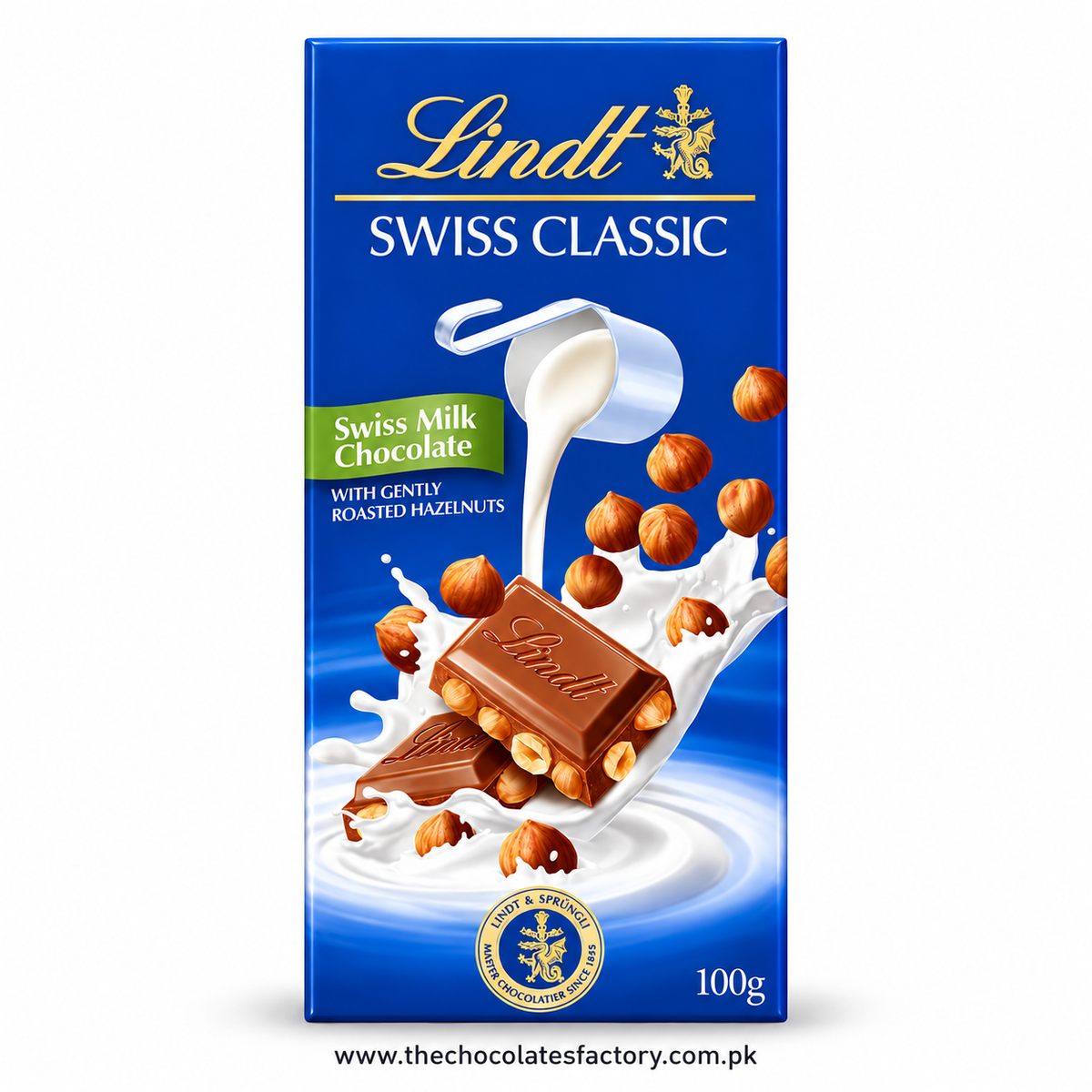 Lindt Swiss Classic Milk Hazelnut Chocolate, 100g