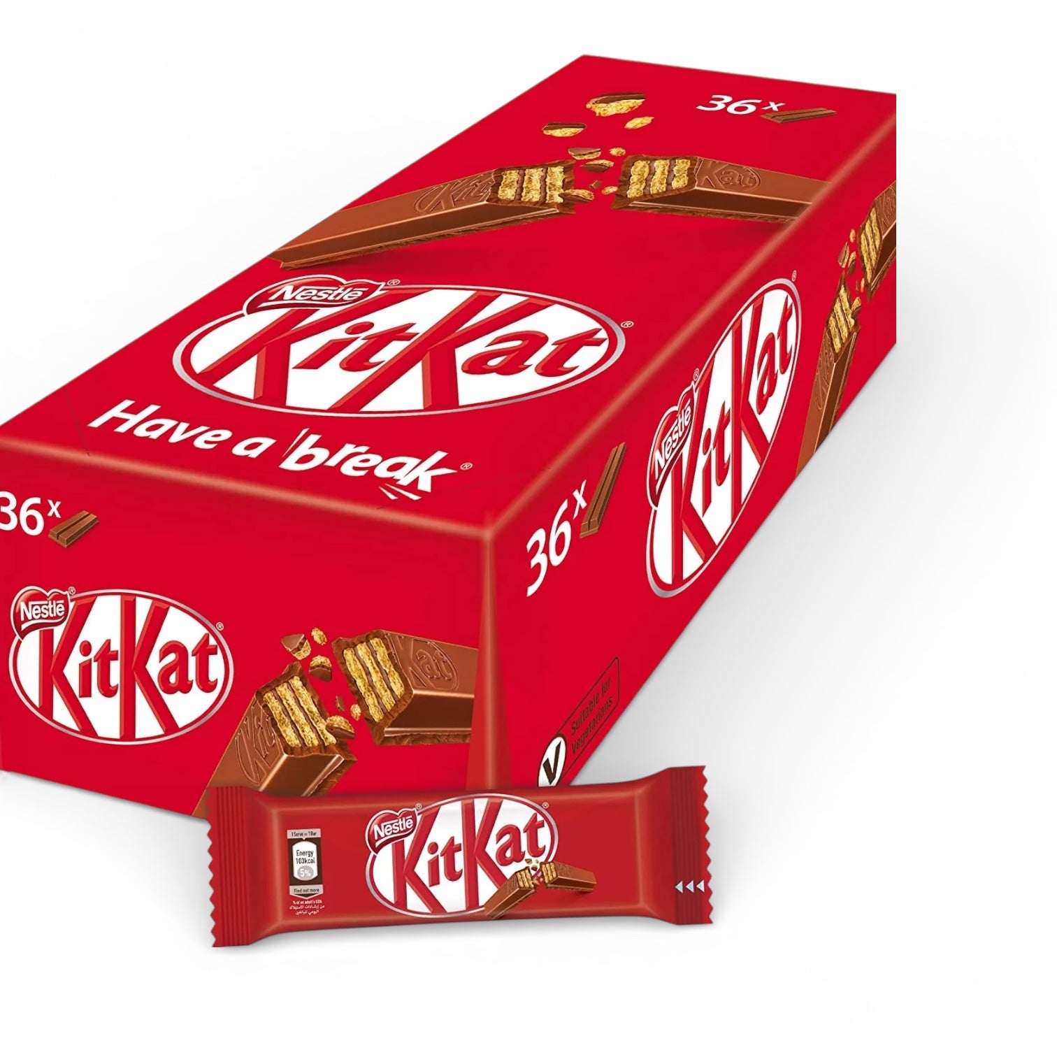 KITKAT Milk Chocolate Wafer Bars - 2 Finger - Pack Of 36