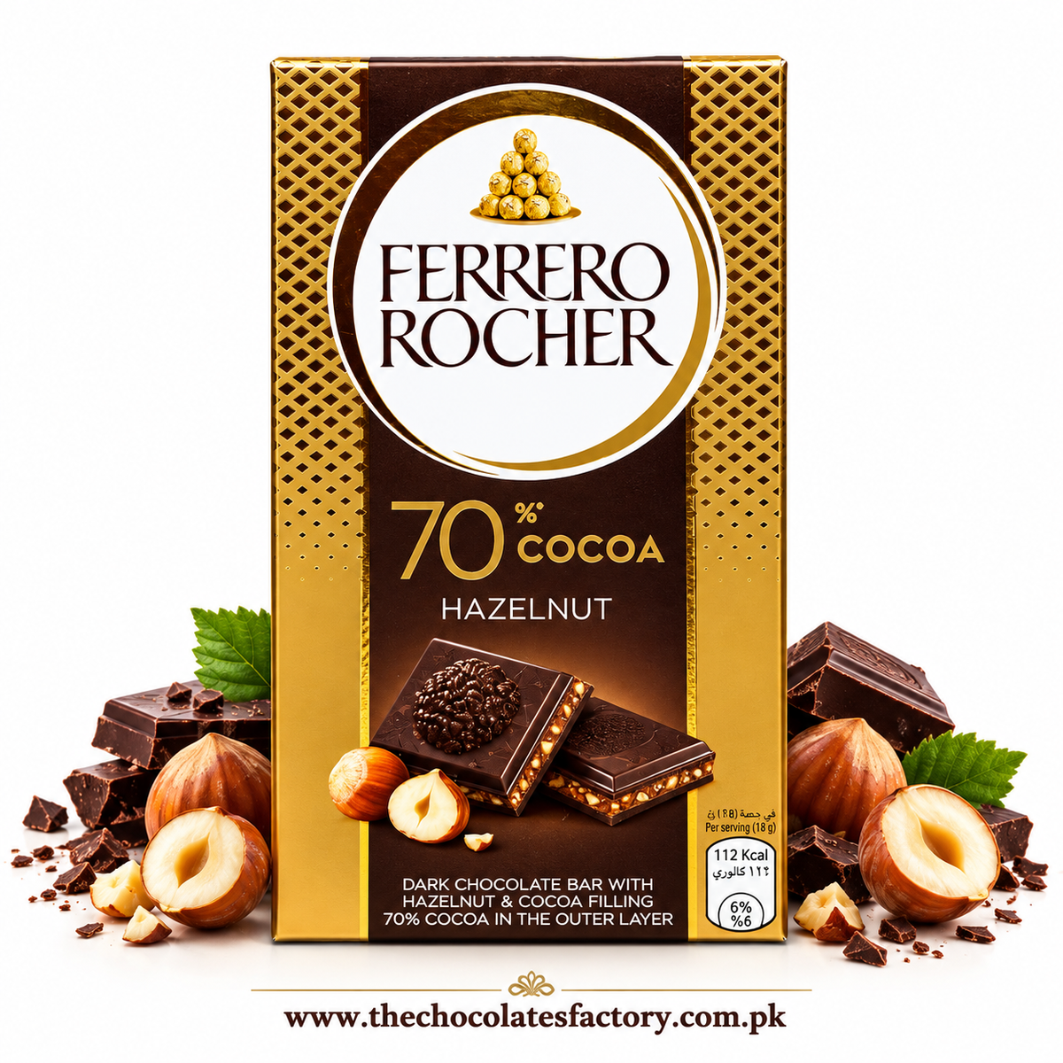 Ferrero Rocher 70%Dark Hazelnut Bar - 90g