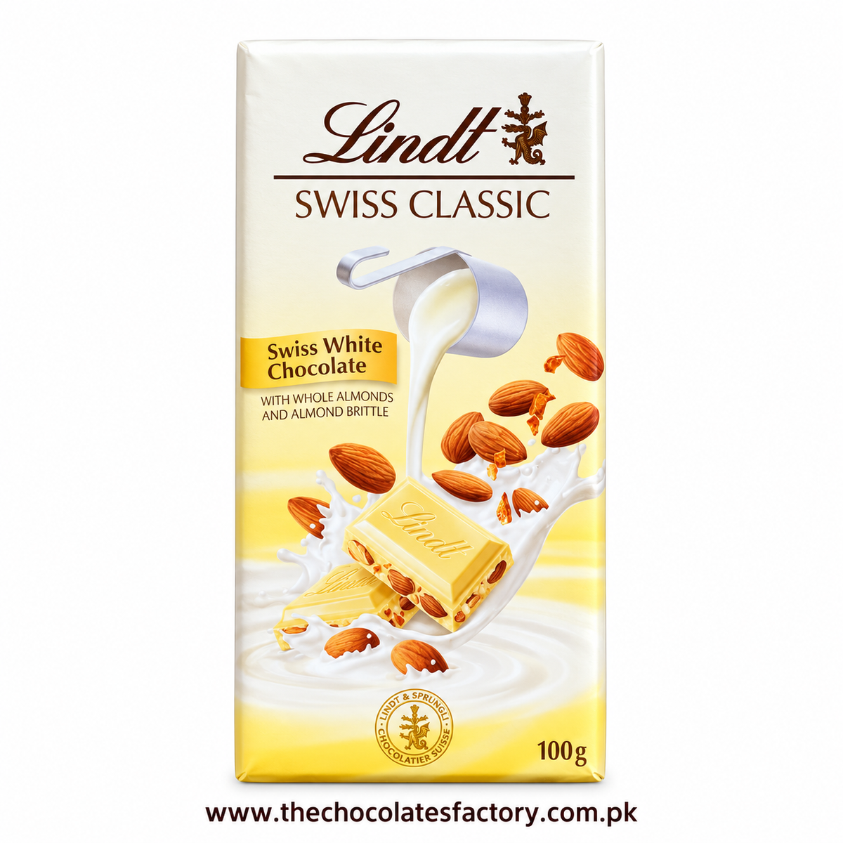 Lindt Swiss  White Chocolate WITH WHOLE ALMONDS AND ALMOND BRITTLE