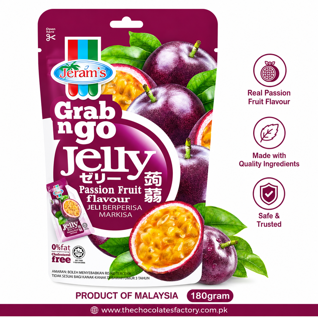 Grab n Go Jelly Passion Fruit Flavour 180g