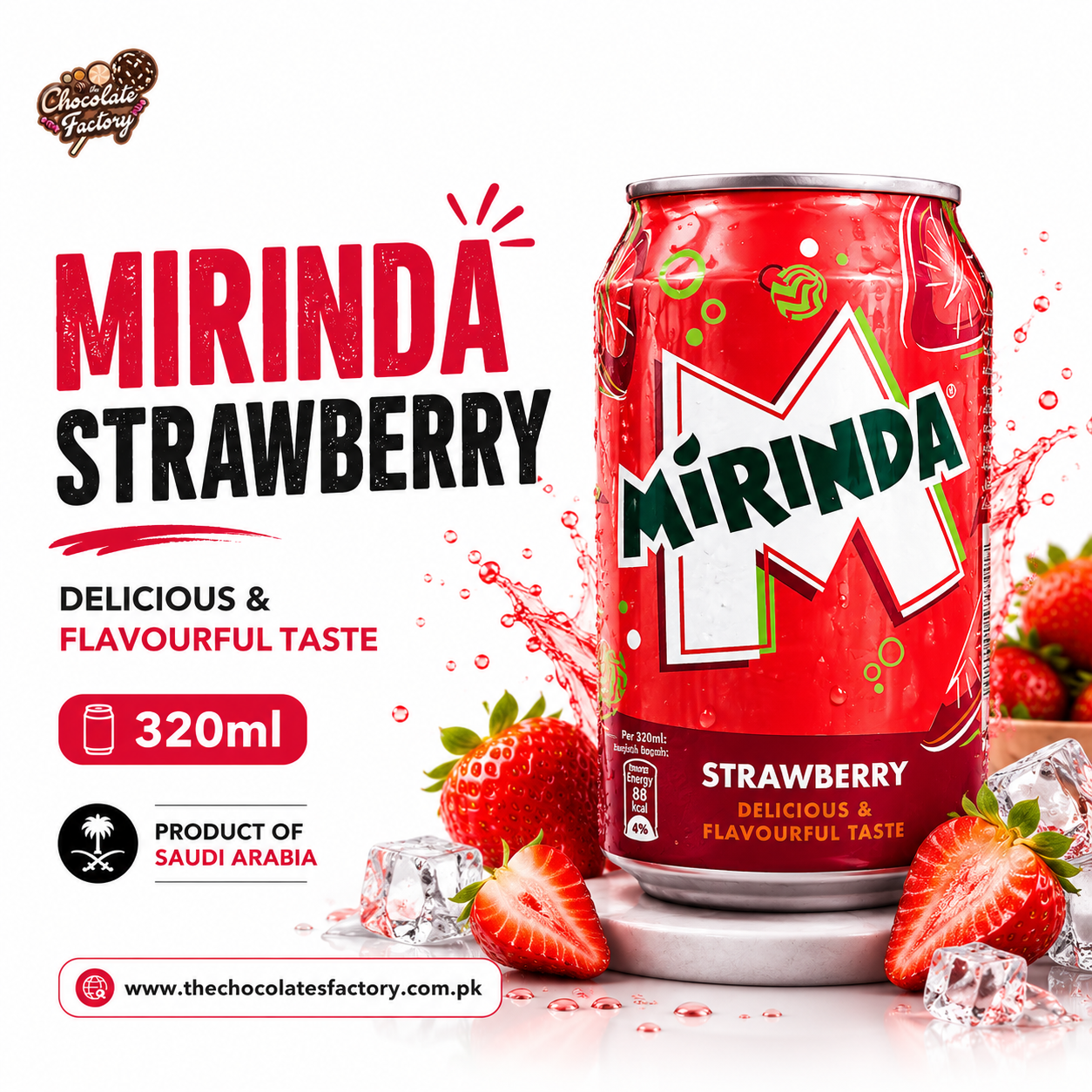 Mirinda Strawberry Carbonated Drink 320ml  (Made in Saudi Arabia)
