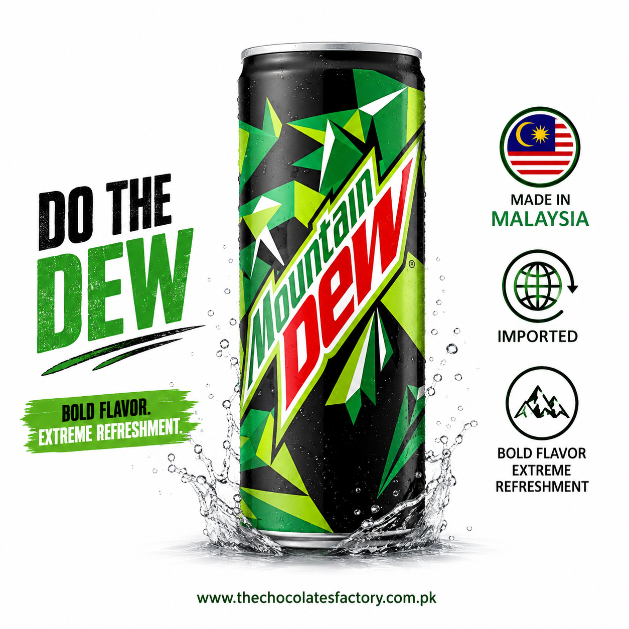 Mountain Dew – 320ml Can | Bold Citrus Flavor Soft Drink | Imported from Malaysia
